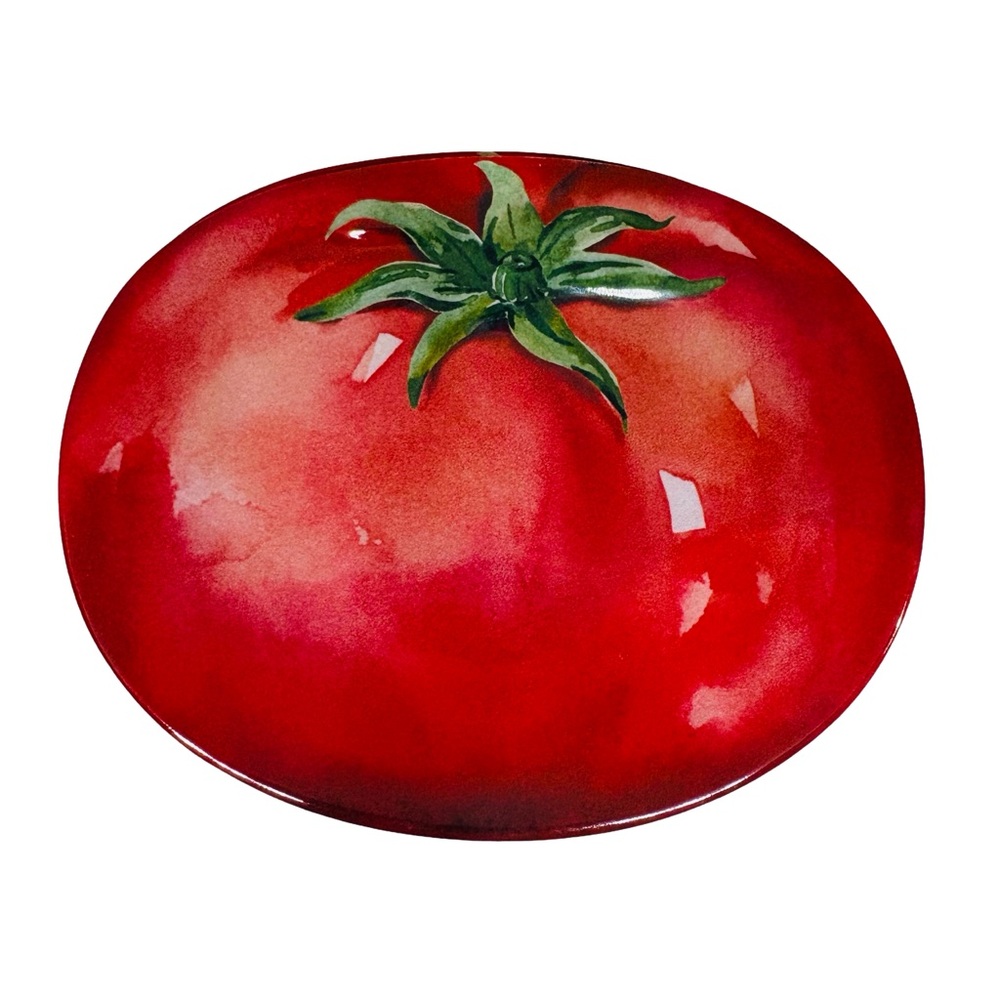 HOUSE & GARDEN NEW 4pc melamine tomato appetizer plates -red/green